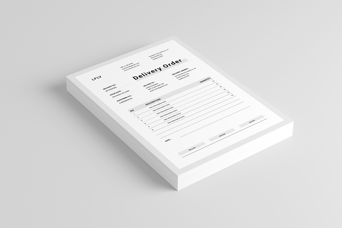 Delivery Order | MS Word & Indesign, a Stationery Template by Leaflove