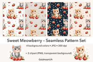Sweet Meowberry Patterns & Clipart