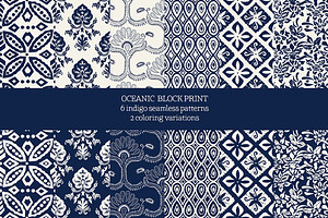 Blue Oceanic Block Print
