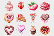 Watercolor Valentine's Day Sweets, a Seasonal Illustration by Design Market (Thumbnail 3 of 4)