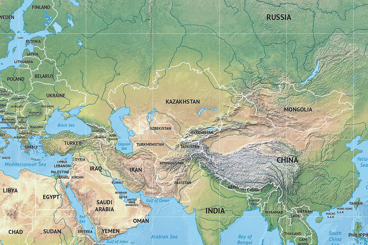 Vector map of world relief preview 3