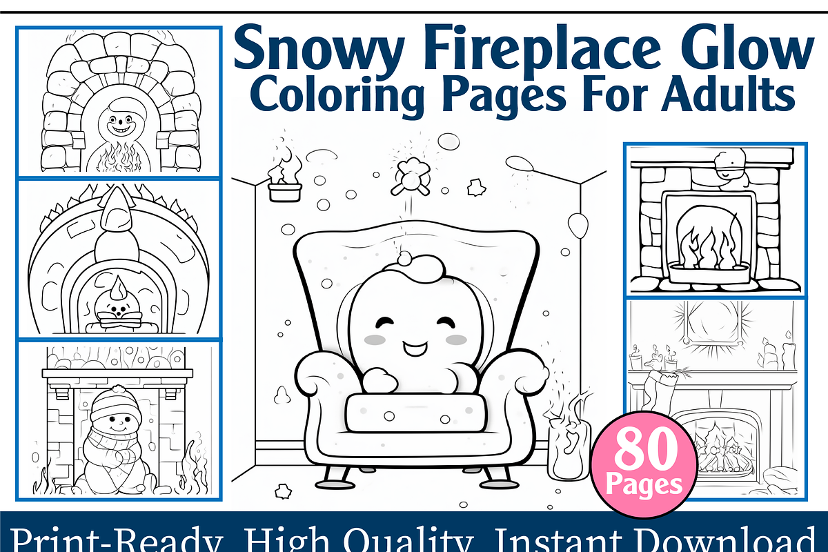 Snowy Fireplace Glow Coloring Pages, an Animal Illustration by maggiesar (Photo 1 of 4)