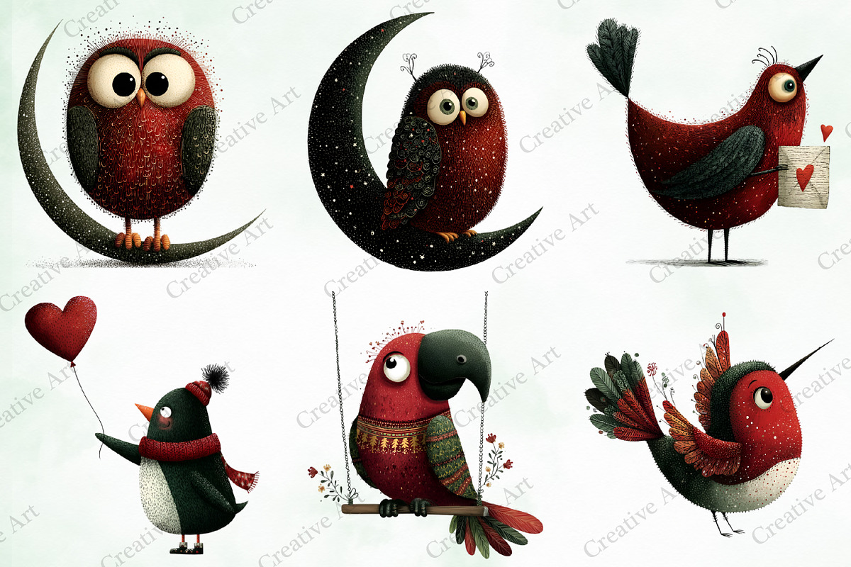 Whimsical & Quirky Bird Clipart, an Illustration by Creative Art (Photo 4 of 10)
