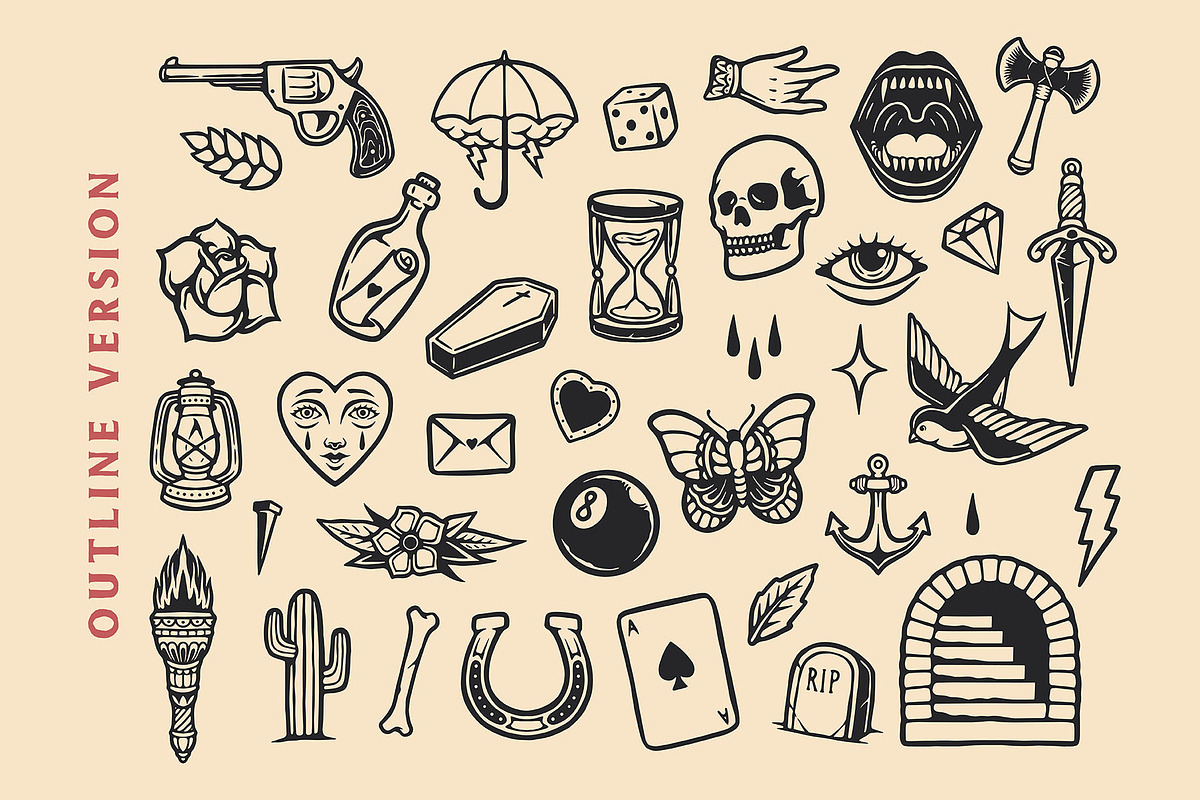 OLD SCHOOL TATTOO FLASH COLLECTION, a Decorative Illustration by Trape Graphic Studio (Photo 4 of 6)