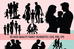 Family Silhouette SVG Bundle, an Object Graphic by AIW SOLUTIONS