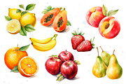 Watercolor Fruits Set, a Food Illustration by The Best Digital Plaza (Thumbnail 2 of 3)