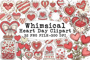 Whimsical Heart Day Clipart, an Illustration by Libby Wishes