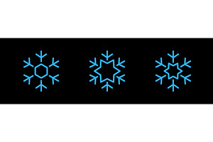 Blue snowflake icons on black, an Illustration by GraphiShop