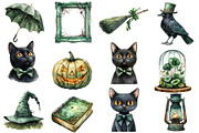 Antique Green Halloween Clipart, an Illustration by Designworld (Thumbnail 5 of 6)