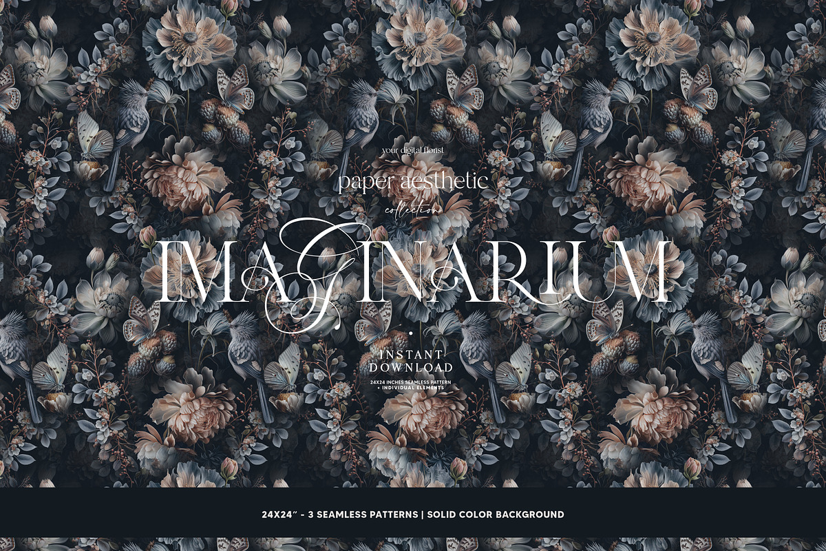 Dark Floral Luxury Wallpaper, a Wallpaper Graphic by paper aesthetic