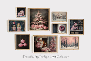 Pink Christmas Bundle Wall Art Set, a Holiday Photo by PrintablesByFranklyn