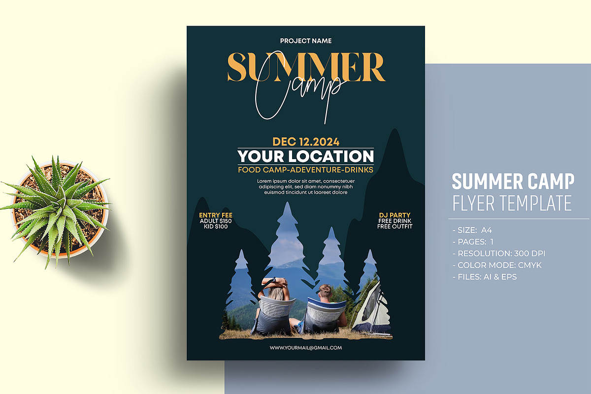 Summer Camp Flyer Design Template, a Flyer Template by Sharifull11 (Photo 1 of 3)