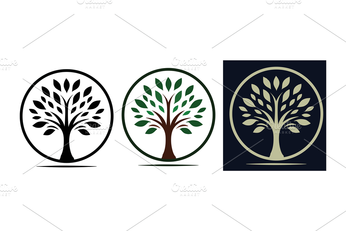 Trilogy of elegance Oak Tree Logo, an Object Graphic by Darweish Designs
