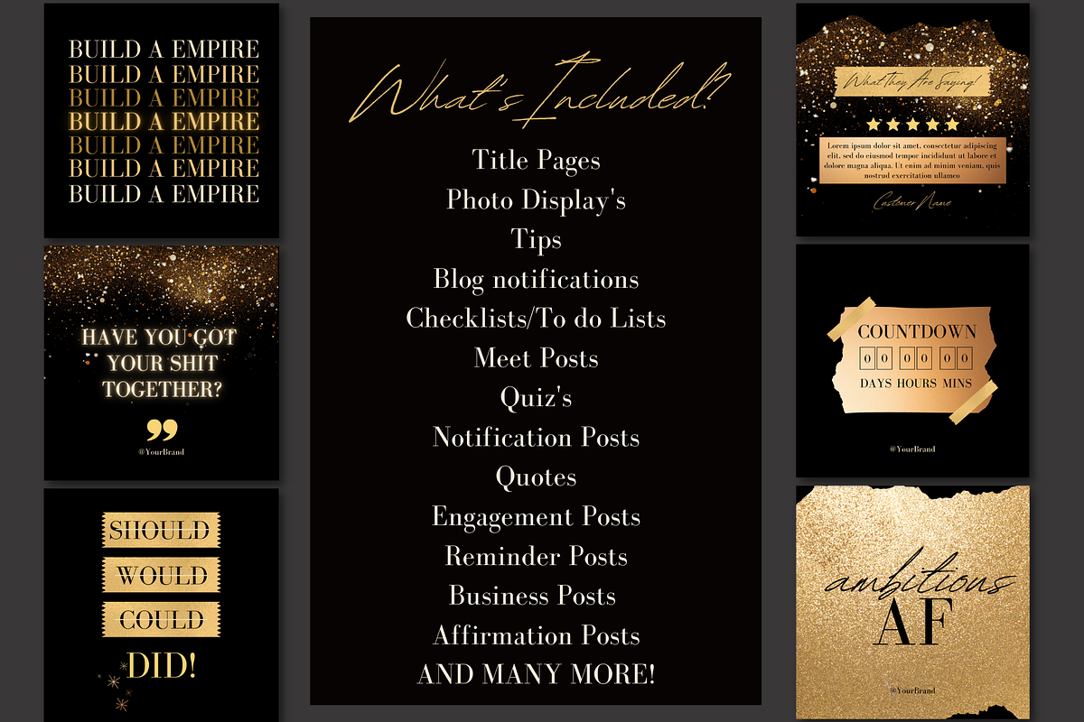 Black & Gold Instagram Templates, a Social Media Template by Faytemplates (Photo 5 of 9)