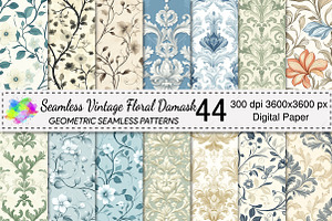 Seamless Vintage Floral Damask, a Pattern Graphic by Canvas Craft
