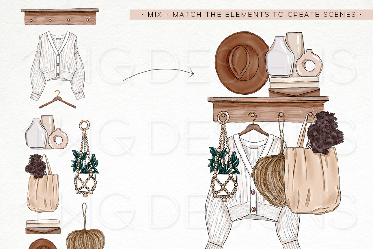 Beige Aesthetic Fashion Clip Art Set, an Illustration by TWG Designs (Photo 3 of 8)