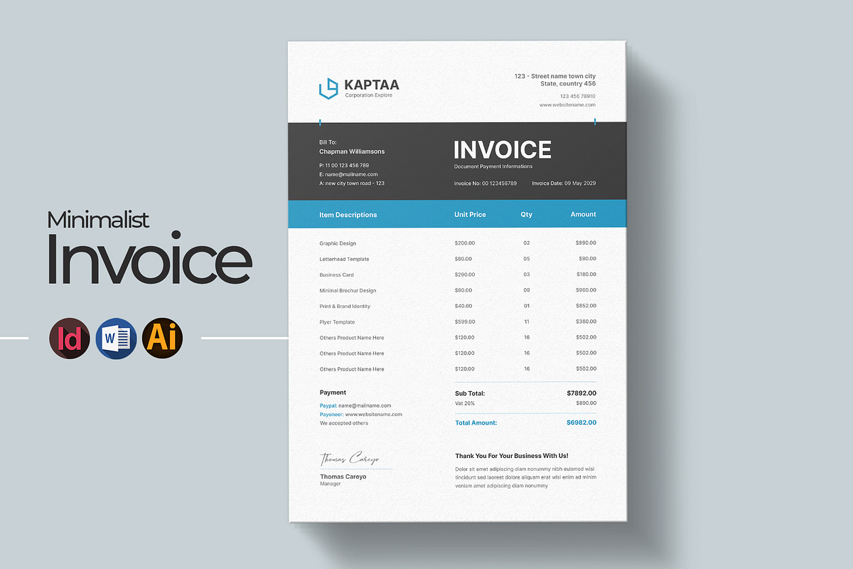 Invoice Template | Word & InDesign, a Stationery Template by HiveArts (Photo 1 of 2)