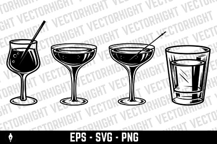 illustrations of cocktail glasses