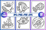 Ocean Scean Coloring Pages, an Animal Illustration by Coco Bloom (Thumbnail 2 of 4)
