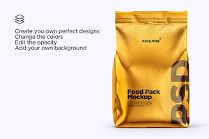 Metallic Food/Snack Bag PSD Mockups