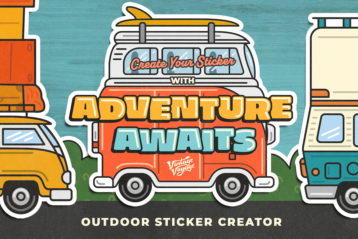 Adventure Awaits • A Sticker Creator, an Illustration by Vintage Voyage Supply (Photo 1 of 12)