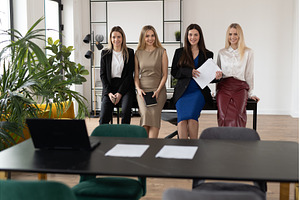 Group of four diverse businesswomen, a Person Photo by undrey