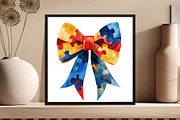 Watercolor Autism Awareness Bow PNG, an Illustration by DreamCafeArt (Thumbnail 7 of 9)