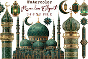 Watercolor Ramadan Clipart, an Illustration by Libby Wishes (Thumbnail 1 of 7)