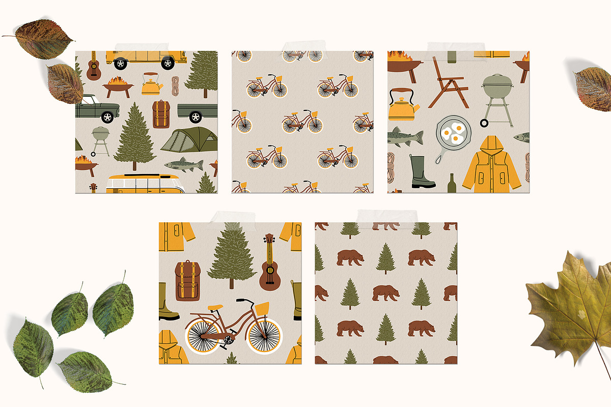 Camping Time Clipart & Patterns, a Pattern Graphic by Katerina Osa (Photo 5 of 6)