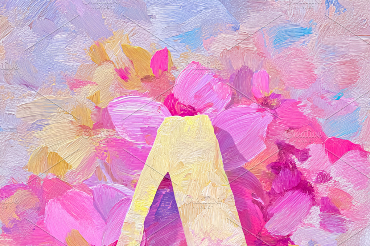 Letter A with artistic oil painting background featuring impress, an Illustration by Studio ANNA