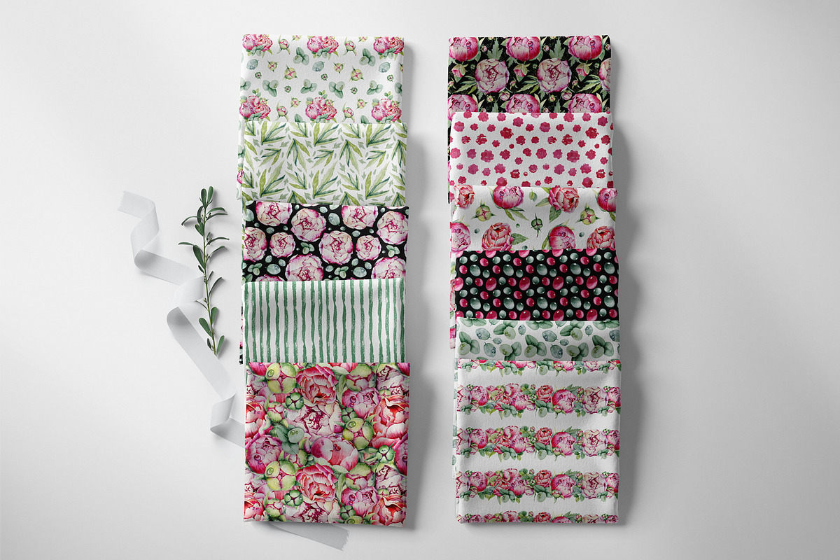 Peonies, floral digital paper, a Pattern Graphic by Artmanata (Photo 10 of 10)