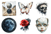 Watercolor Creepy Gothic Halloween, an Illustration by Daily.Designs (Thumbnail 5 of 5)