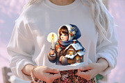 Winter Cottage Girl Watercolor Clipa, an Illustration by designcity5 (Thumbnail 4 of 5)