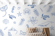 Blue Line Sea Animals PNG Clipart, an Animal Illustration by PatternPalette (Thumbnail 4 of 10)