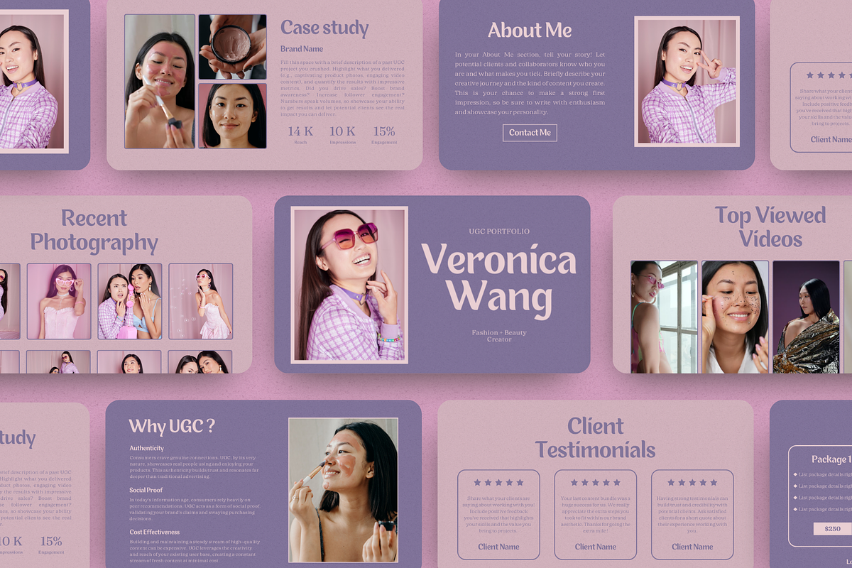 Purple UGC Portfolio Template Canva, a Websites & App Template by The Chaos Project (Photo 2 of 8)