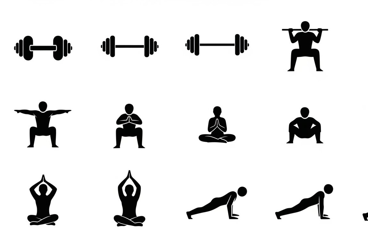 Fitness Workout Silhouette Icon Set, an Illustration by musafir_fashion (Photo 39 of 51)