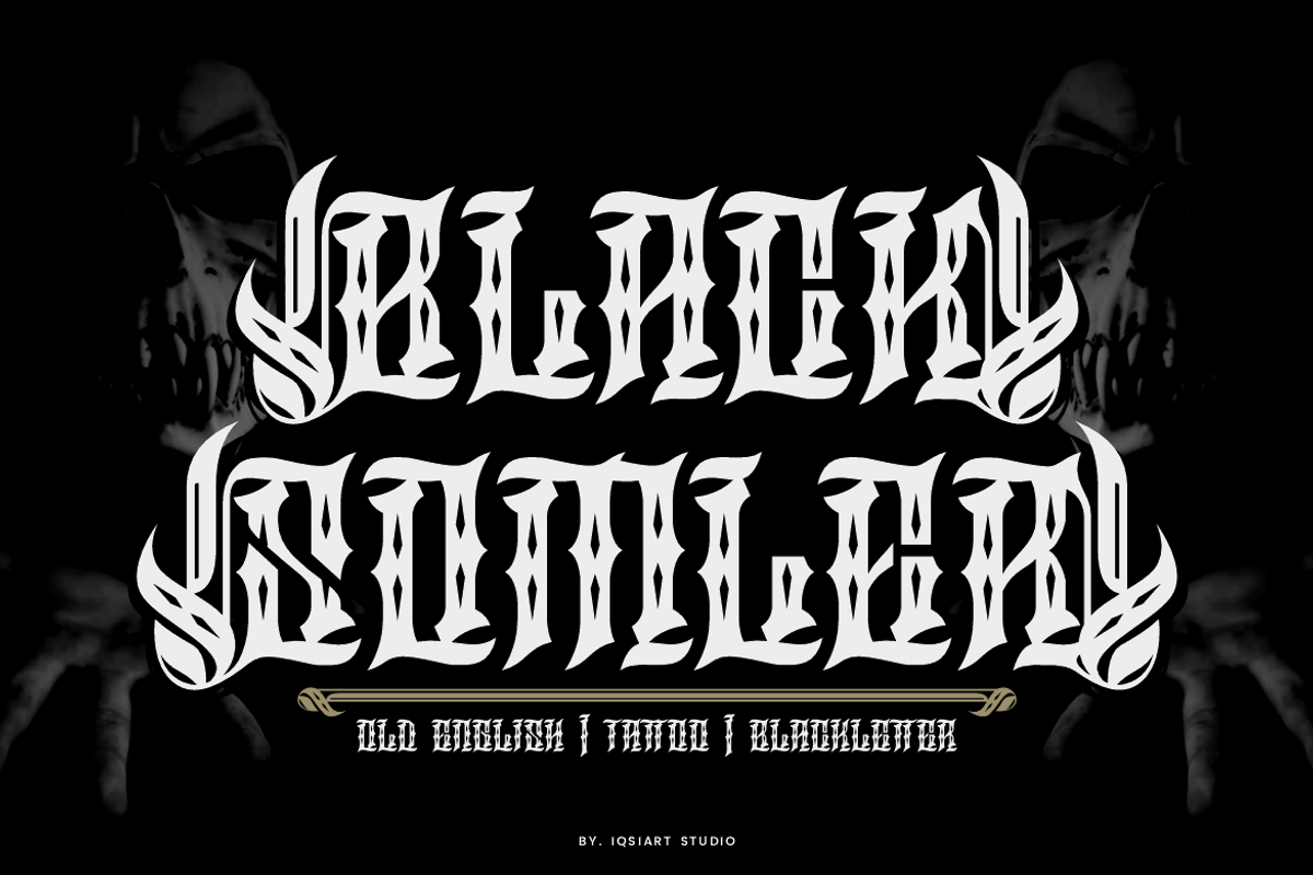 Black Somler - Tattoo Artdeco Font, a Blackletter Font by Iqsiart Studio (Photo 1 of 9)
