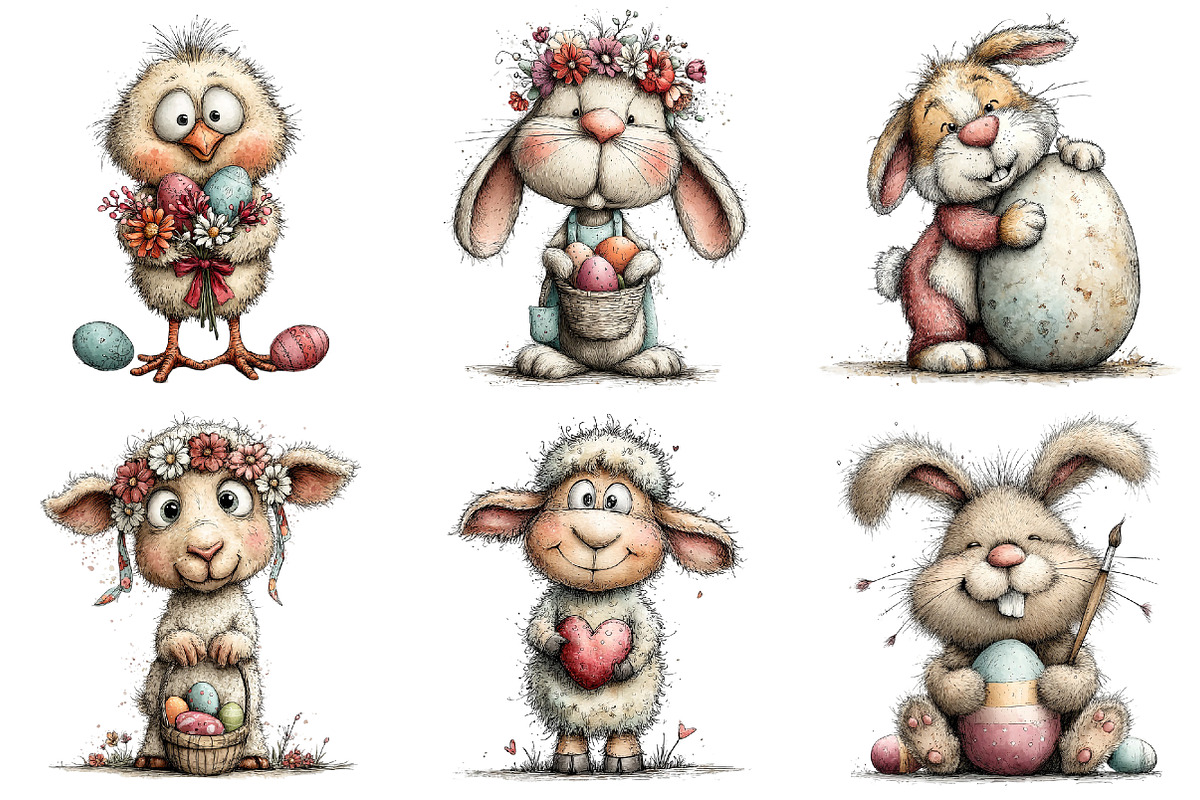 Whimsical Easter Animals Clipart, a Graphic by Libby Wishes (Photo 3 of 4)