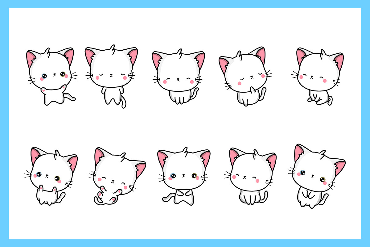 Cute Turkish Angora Cat Illustration, an Illustration by ArtVarStudio (Photo 2 of 3)