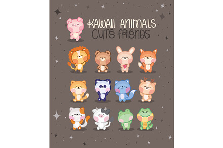 set of kawaii animals, an Animal Illustration by studiogstock