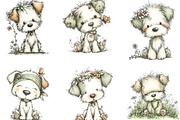 Whimsical Spring Dogs Clipart, an Illustration by Designking (Thumbnail 4 of 5)