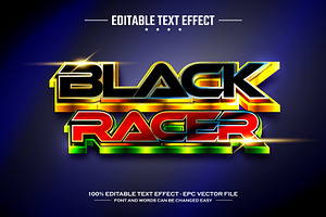 Black Racer 3D Editable Text Effect