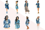 Denim Girl Clipart Fashion, an Illustration by Design Market (Thumbnail 2 of 3)
