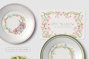 Birds and flowers watercolor clipart, a Decorative Illustration by Kate Lanbina (Thumbnail 8 of 15)