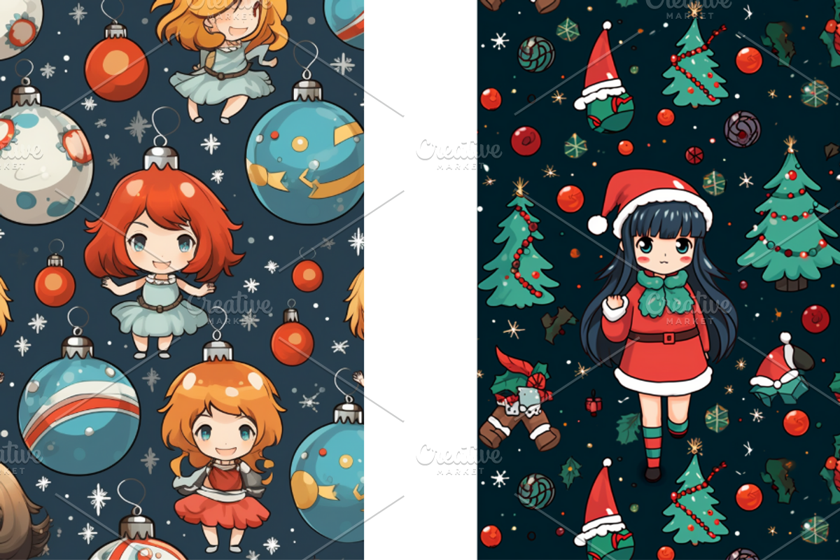 Christmas Card Design Bundle 6 Anime, a Card Template by Jay Major Designs (Photo 6 of 10)
