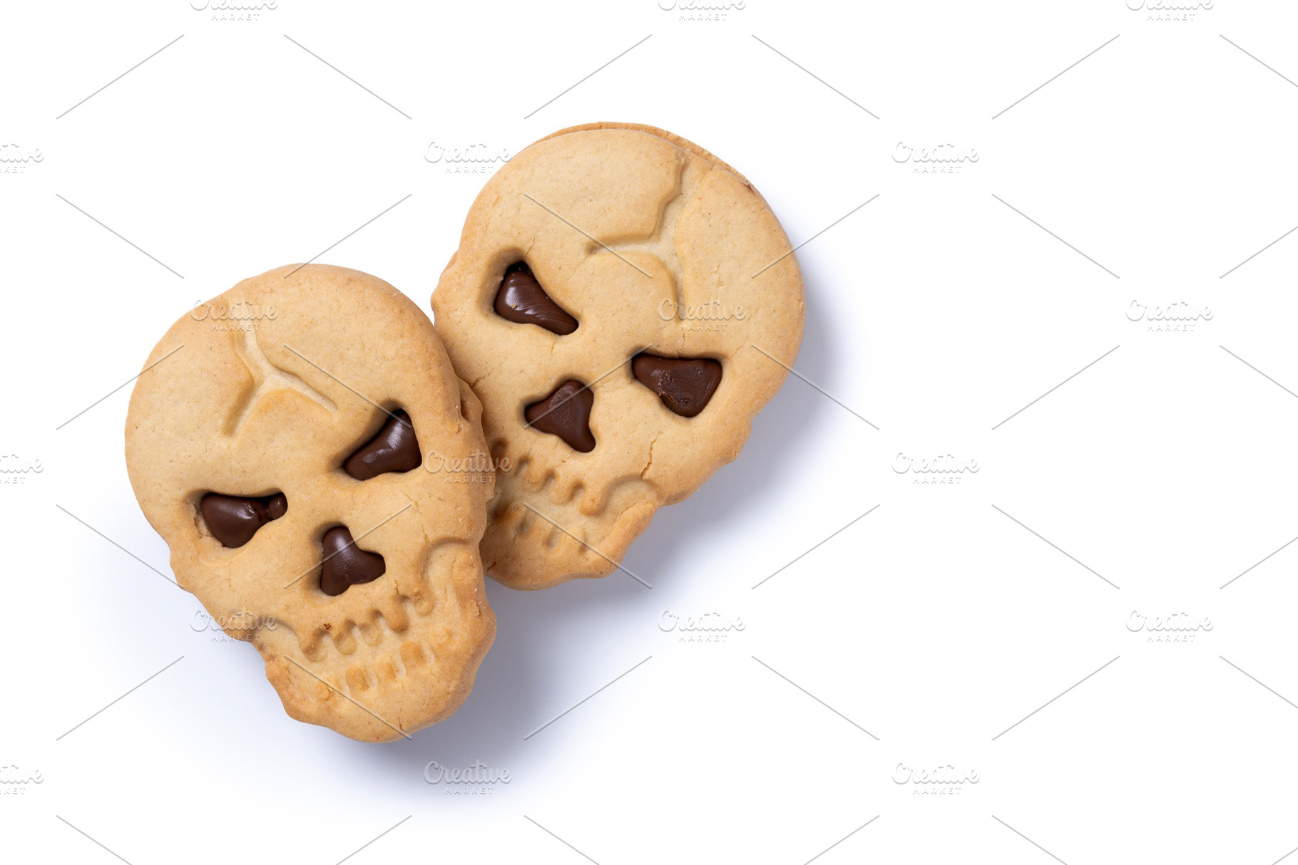 Halloween skull cookies with chocolate, a Photo by etorres69