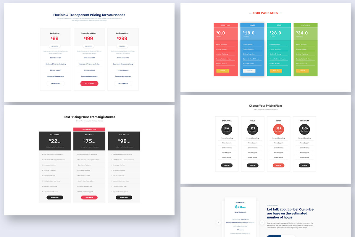 16 Pricing Tables Widgets Web UI Kit, an UI Kit Template by 3djagan