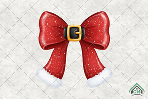 Christmas Coquette Santa Bow PNG, an Illustration by Craft Nest