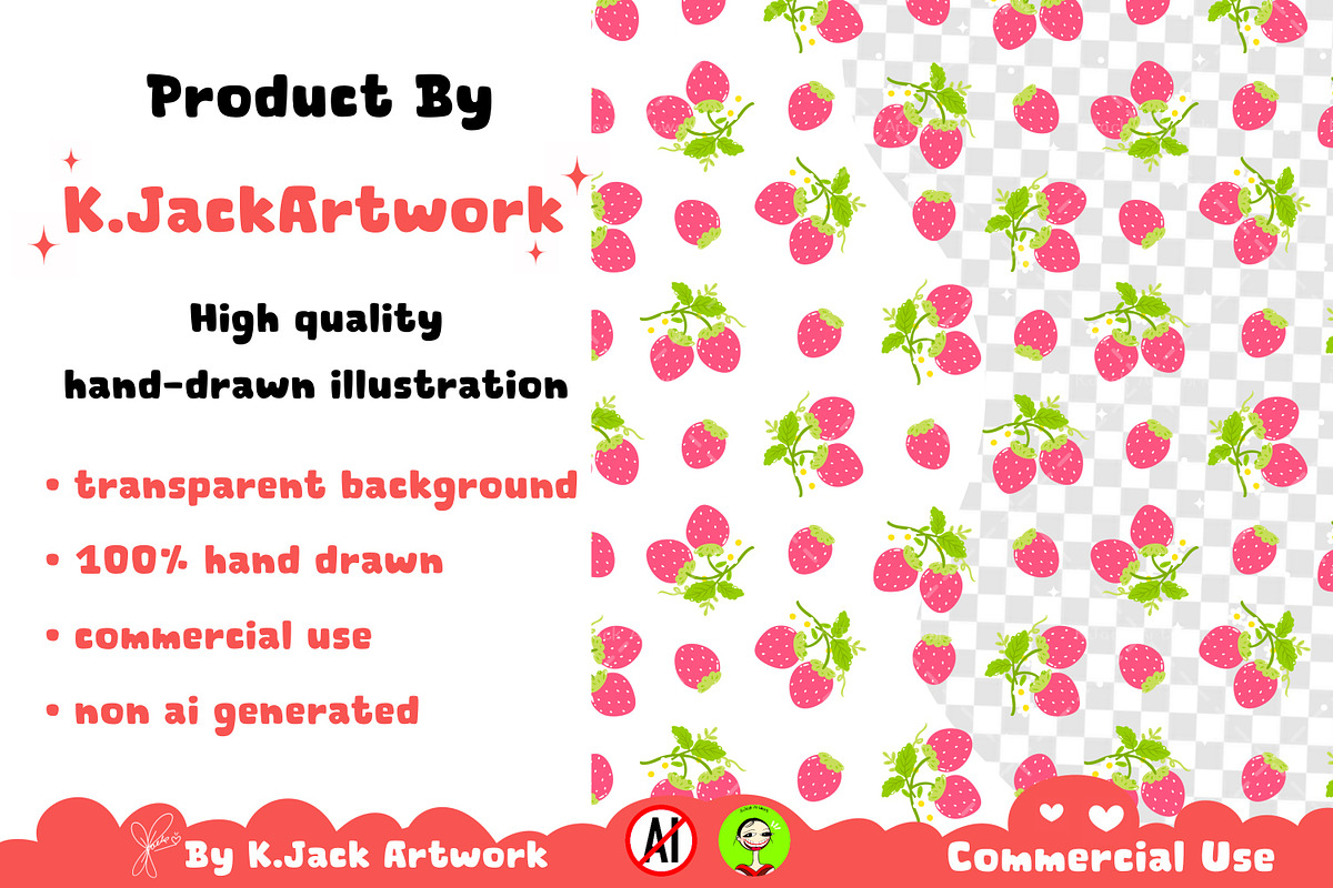 Cute Strawberry Pattern Seamless, a Background Graphic by K.JackArtwork (Photo 3 of 7)