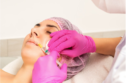 Young caucasian woman getting botox, a Health & Medical Photo by okskukuruza